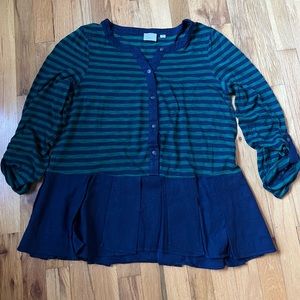 Stripes peplum long sleeve shirt from Anthropologie